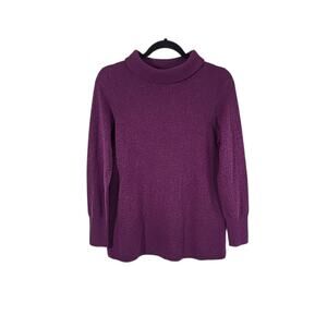 Talbots 100% Cashmere Sabrina Tunic Sweater Purple Medium Petite MP NEW Soft